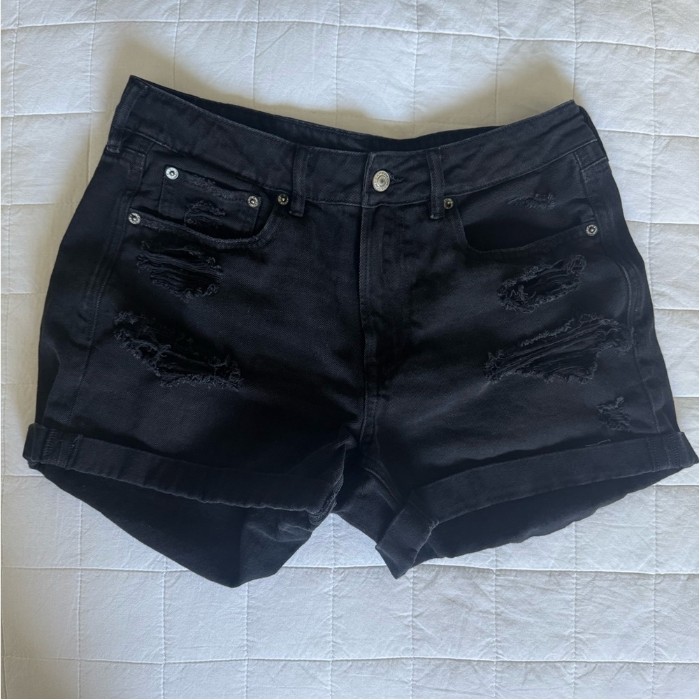 American Eagle Outfitters Black Jean Shorts Distressed